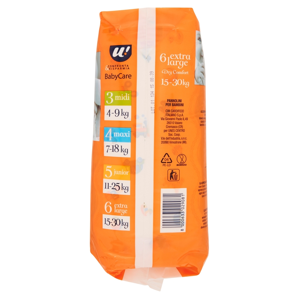 14 PANNOLINI BABY CARE EXTRA LARGE DRY COMFORT 15-30 KG U! Confronta & Risparmia